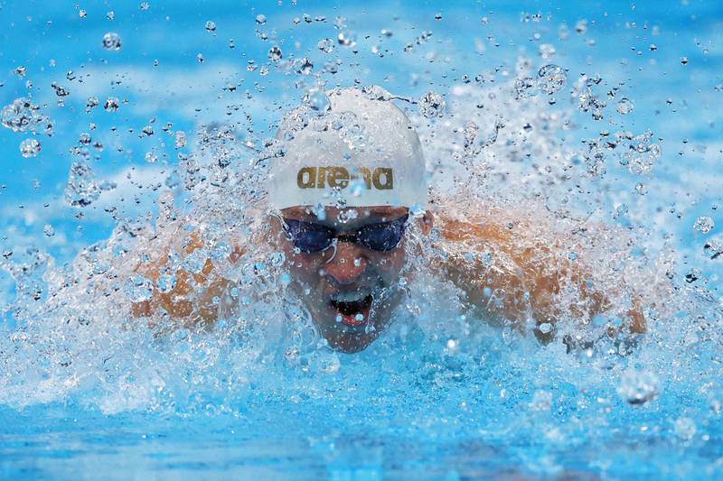 Raman Salei of Azerbaijan during the men's 100m butterfly S12 final at the Tokyo Aquatics Centre during the Paralympic Games on Friday, September 3. Reuters