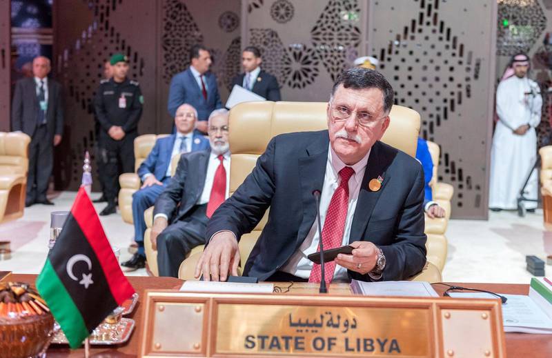 Libyan Prime Minister Fayez al-Sarraj attends the 29th Arab Summit, in Dhahran, Saudi Arabia, on April 15, 2018. Saudi Press Agency / EPA