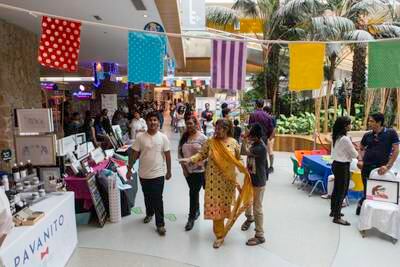 Dubai, United Arab Emirates, June 23, 2017:     People walk through the pre-Eid ArtE Makers Market at Times Square Centre in Dubai on June 23, 2017. The market which features local sellers with their locally made products on the second and fourth Friday of each month. Christopher Pike / The NationalJob ID: 97926Reporter:  N/ASection: NewsKeywords: 