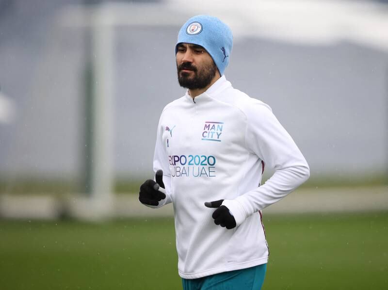Manchester City's Ilkay Gundogan during training. Reuters