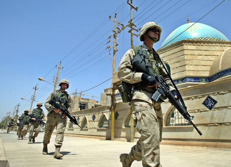 US soldiers patrol in downtown Baghdad, Iraq, in June 2003. EPA