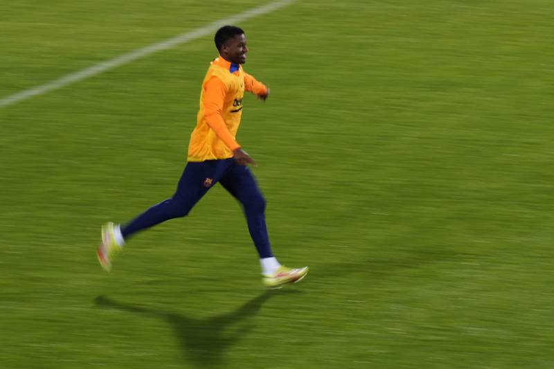 Barcelona's Ansu Fati runs during a training session in Riyadh. AP Photo