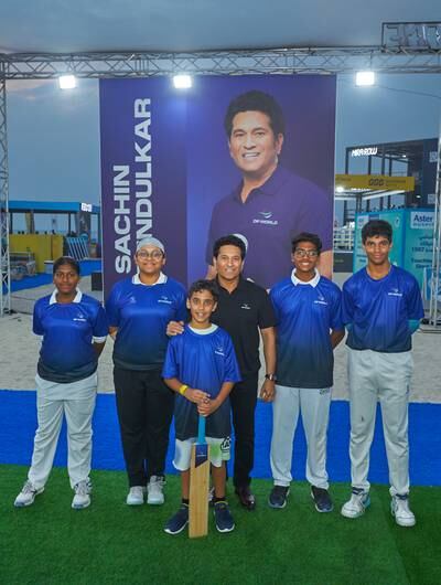 Five lucky youngsters enjoyed a coaching clinic with Sachin Tendulkar