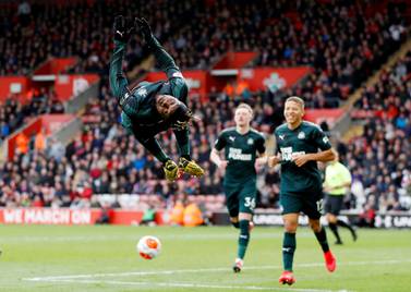 Soccer Football - Premier League - Southampton v Newcastle United - St Mary's Stadium, Southampton, Britain - March 7, 2020 Newcastle United's Allan Saint-Maximin celebrates scoring their first goal REUTERS/Peter Nicholls EDITORIAL USE ONLY. No use with unauthorized audio, video, data, fixture lists, club/league logos or "live" services. Online in-match use limited to 75 images, no video emulation. No use in betting, games or single club/league/player publications. Please contact your account representative for further details. TPX IMAGES OF THE DAY