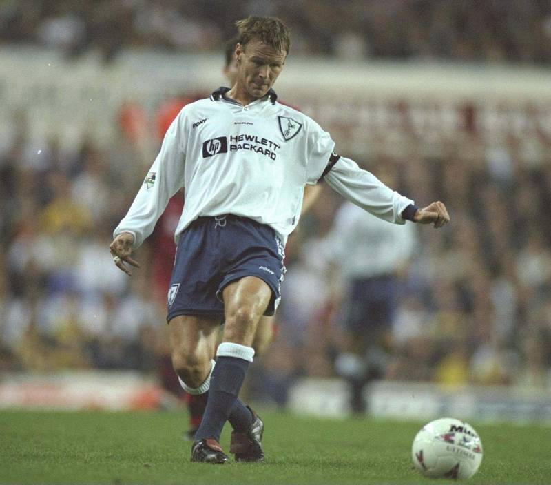 25 Sep 1996:  Teddy Sheringham of Tottenham in action during the Coca Cola cup second round, second leg tie between Tottenham Hotsput and Preston North End at White Hart Lane in London. Mandatory Credit: Stu Forster/Allsport/Getty Images