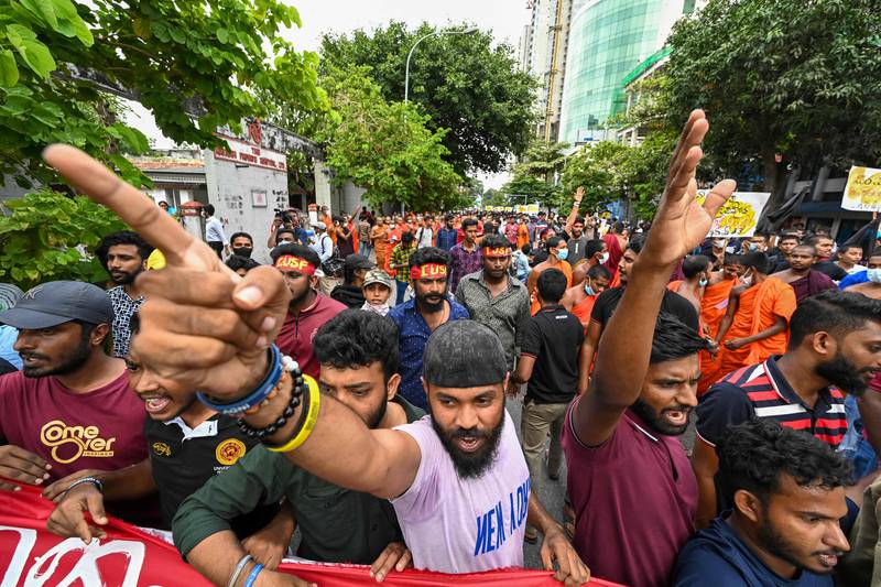 Sri Lankan university students take part in a demonstration in Colombo. AFP