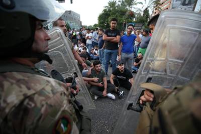 Demonstrators gather in Sidon, Lebanon. Reuters