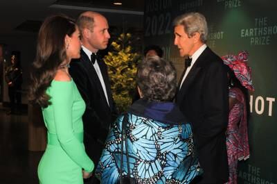 The royal couple greets US Special Presidential Envoy for Climate John Kerry. Reuters