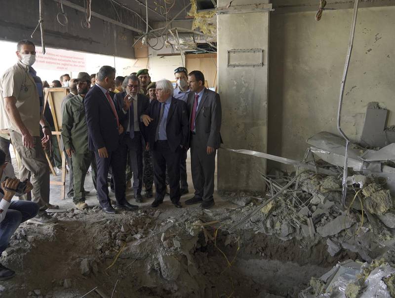 UN Special Envoy for Yemen Martin Griffiths inspect damages of last week's attack at Aden airport, upon arrival in Aden, Yemen. EPA