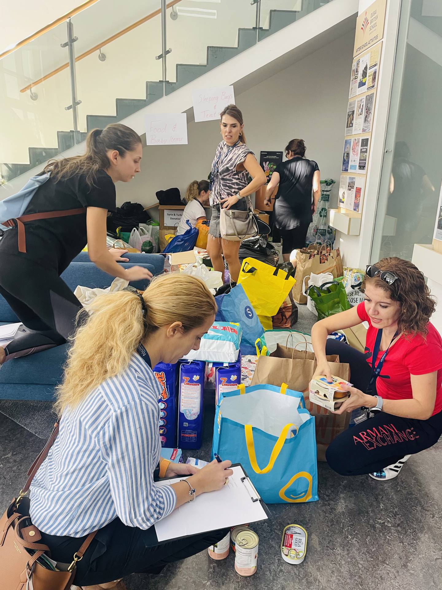 Staff, parents and pupils at Dubai British School Jumeirah Park have come together to deliver crucial support for people affected by the earthquake. Photo: Dubai British School Jumeirah Park