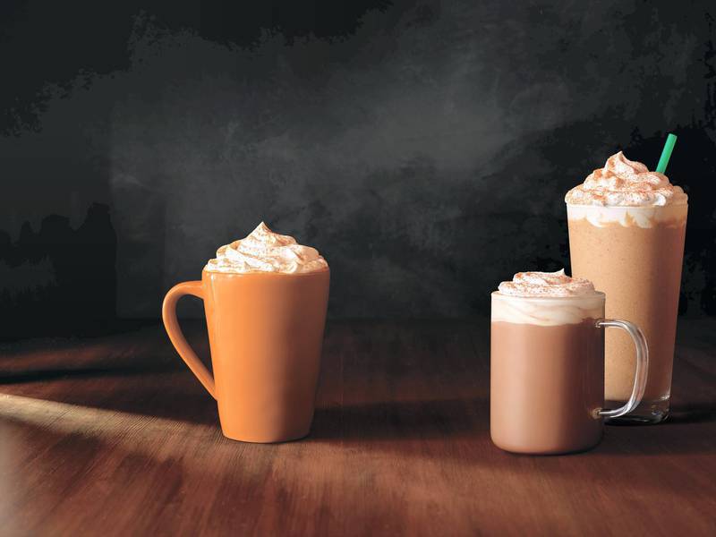 Unlike Starbucks's mocha and other lattes, the pumpkin spice latte is a seasonal offering. Courtesy Starbucks