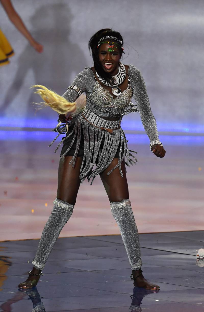 Miss South Sudan Mariah Joseph Mage performs during the Miss World 2019 final.  EPA