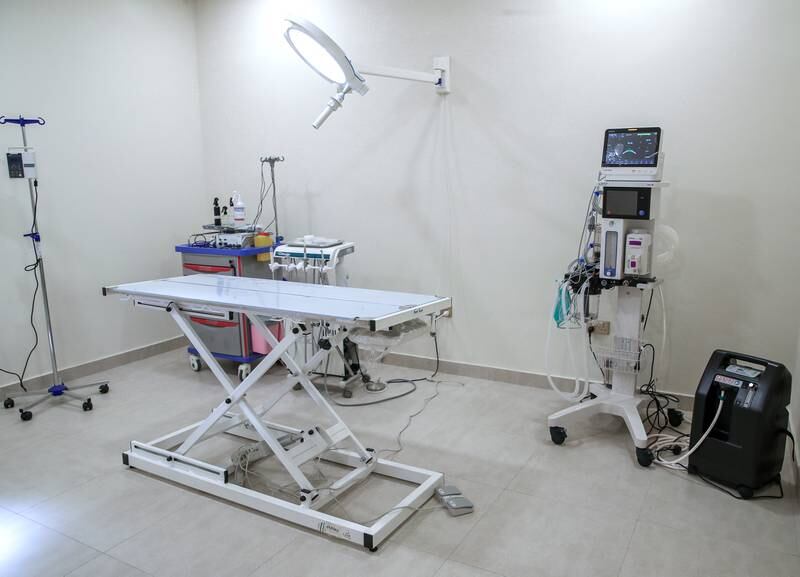 The surgery room in the veterinary wing 