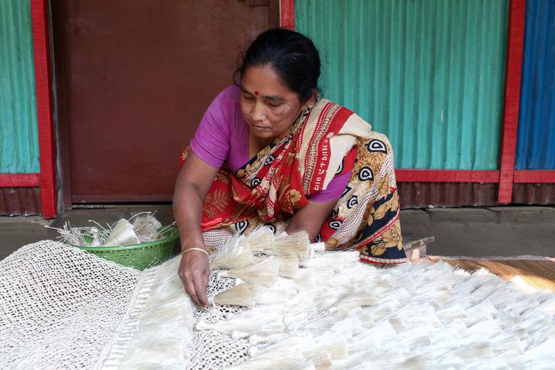 Dharma Door is working with artisans in Bangladesh to produce taselled macrame hangings and has collaborated with the Tribe. Courtesy Dharma Doors