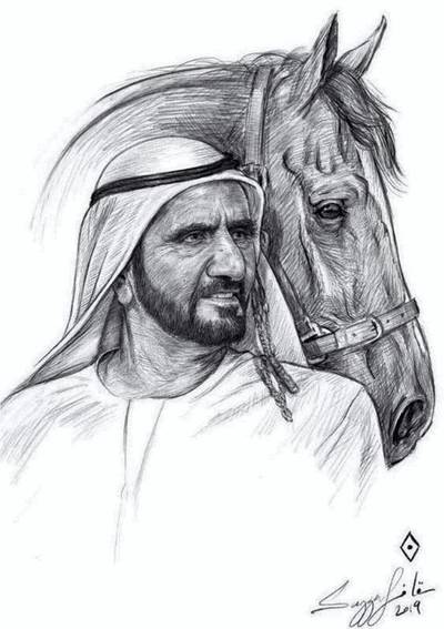 A gallery at Dubai’s Meydan displaying artwork by Emirati artists featured in For the Love of Horses, a new book featuring a collection of 18 poems by Sheikh Mohammed bin Rashid Al Maktoum. Dubai Media Office