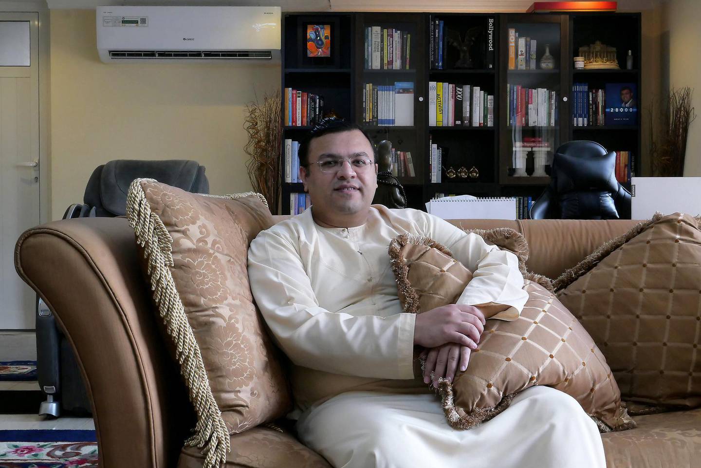 DUBAI, UNITED ARAB EMIRATES , Feb 25– 2020 :- Dr Sanjay Tolani, Managing Director & CEO - Goodwill World at his home office in the Meadows 8 in Dubai. (Pawan Singh / The National) For Business. Story by David