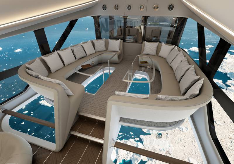 The interior would be luxurious and comfortable for passengers.