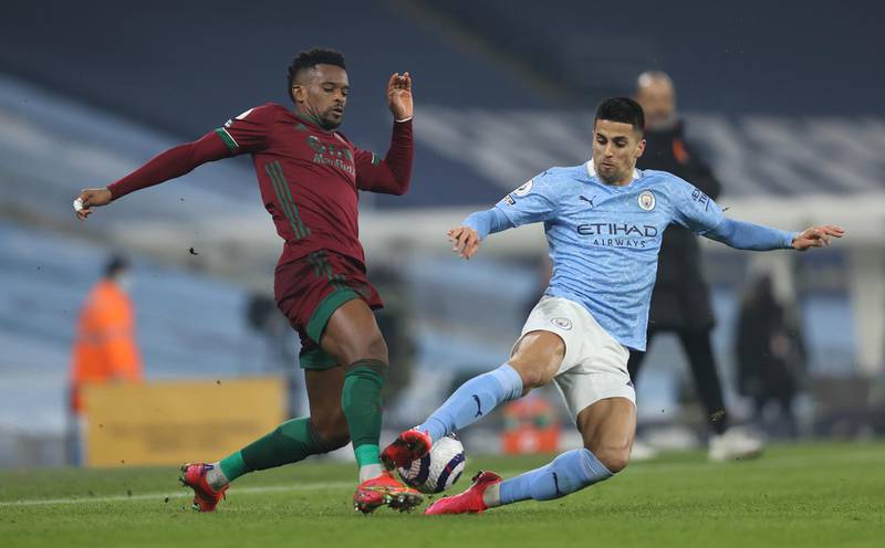 Nelson Semedo, 6 - Pinned inside his own half for the bulk of the contest which made it almost impossible for his side to get out. To his credit, he produced a vital block to deflect an ambitious - and probably goalbound - de Bruyne effort safely behind for a corner. Getty