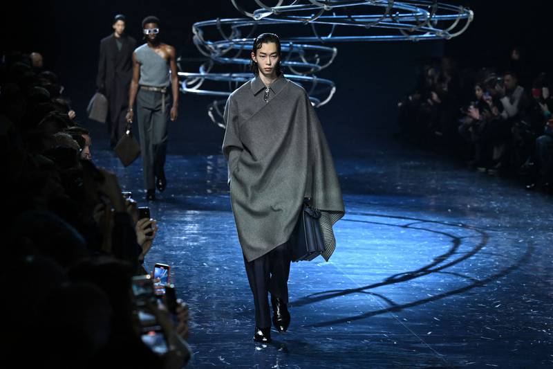 Tailoring tricks at Fendi rendered a cosy and enveloping effect. AFP