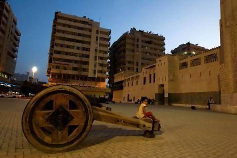 An old cannon stands outside Al Hisn Fort in Al Shuwaiheen, an old neighbourhood in Sharjah. The fort was built in the 1820s by Sheikh Sultan bin Saqr Al Qasimi. It is now open to the public as a museum. Sarah Dea / The National