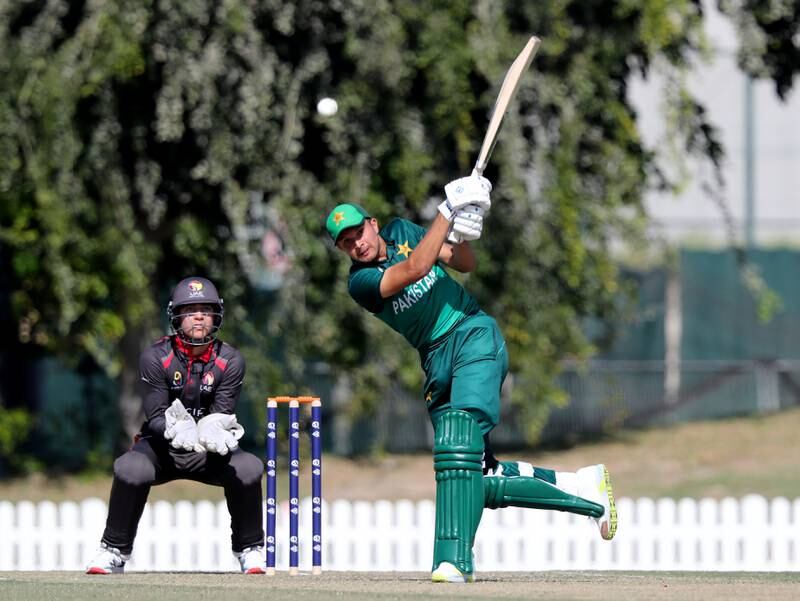 Pakistan's Ahmed Khan bats at the ICC Academy.