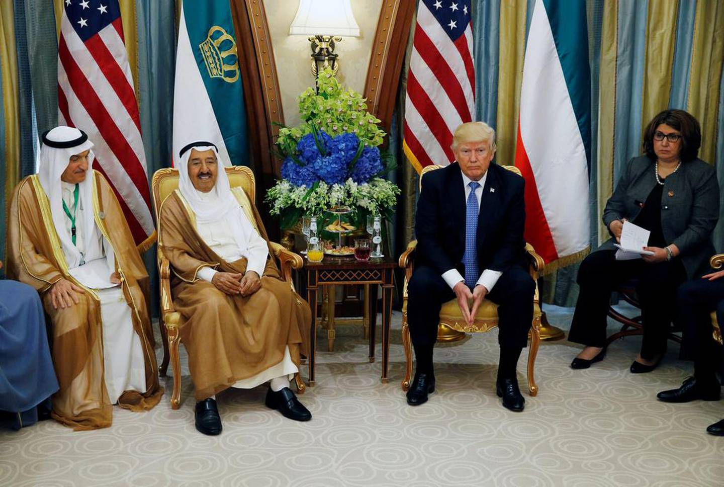 Sheikh Sabah, the emir of Kuwait visited US president Donald Trump last year to discuss the Qatar crisis. Jonathan Ernst / Reuters