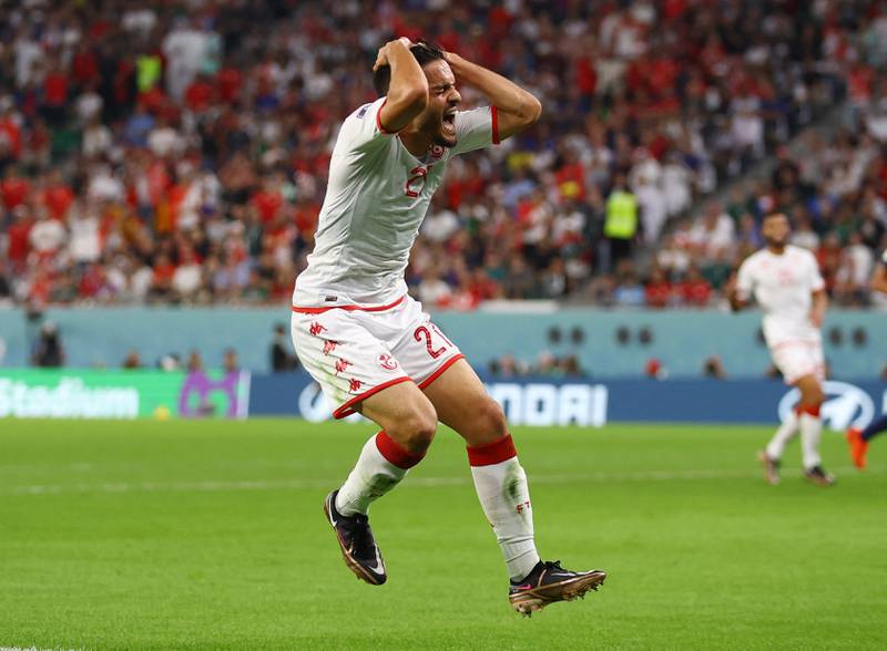Tunisia's Wajdi Kechrida reacts after a missed chance at the Education City Stadium. Reuters