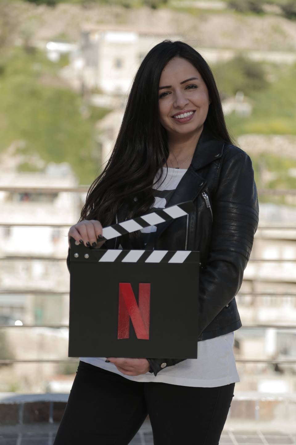 Tima Shomali, director of AlRawabi School for Girls, appeared at the Red Sea International Film Festival in support of the Netflix initiative Because She Created. Photo: Netflix
