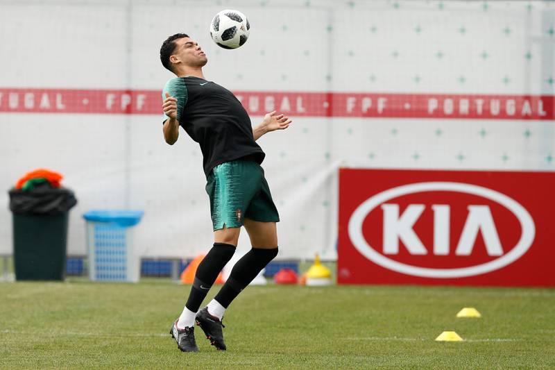 Portugal's Pepe controls the ball during Portugal's official training on the eve of the group B match between Portugal and Morocco at the 2018 soccer World Cup, in Kratovo, outskirts Moscow, Russia, on June 19, 2018. Francisco Seco / AP Photo