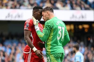 MAN CITY RATINGS: Not a save to make until 71st minute and even that was a tame Elanga volley at his near post from tight angle. Easy save from Boly attempt late on. Booked after going head-to-head with Awoniyi after accusing Forest striker of trying to dive to win penalty in second half.  Getty