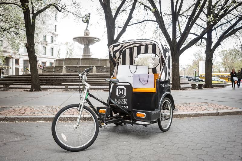 Eco-friendly and fashionable pedicabs are for hire.