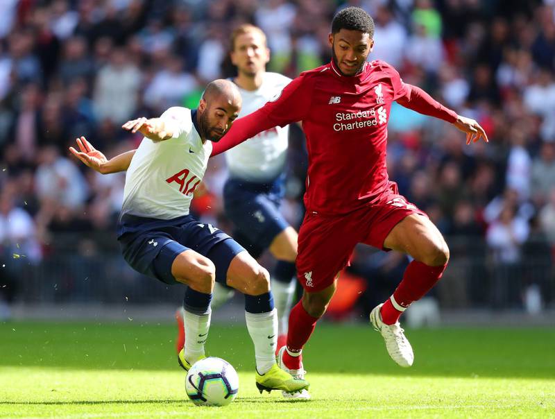 Centre-back: Joe Gomez (Liverpool) - One brilliant block to halt Lucas Moura was the highlight of another fine display by a player who has been an early-season revelation. Getty Images