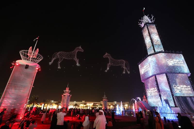 A drone show opened this year's Sheikh Zayed Festival in Al Wathba, Abu Dhabi. Chris Whiteoak / The National
