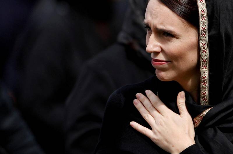 FILE PHOTO: New Zealand's Prime Minister Jacinda Ardern leaves after Friday prayers at Hagley Park outside Al-Noor mosque in Christchurch, New Zealand March 22, 2019. REUTERS/Jorge Silva/File Photo