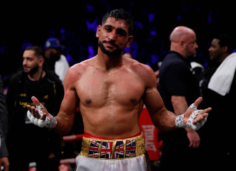 Amir Khan after his defeat against Kell Brook in Manchester on February 19, 2022. The former light-welterweight world champion failed a drugs test following the fight. Reuters