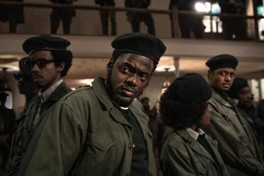 Daniel Kaluuya, centre, puts in an Oscar-worthy performance in 'Judas and the Black Messiah'. AP