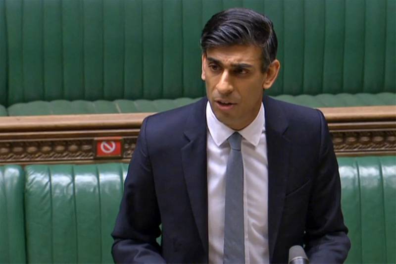 A video grab from footage broadcast by the UK Parliament's Parliamentary Recording Unit (PRU) shows Britain's Chancellor of the Exchequer Rishi Sunak as he delivers his Budget statement to the House of Commons in London on March 3, 2021. British finance minister Rishi Sunak unveils his annual budget Wednesday, promising measures to safeguard businesses and jobs while tackling virus-fuelled debt as England prepares to exit its third lockdown.
 - RESTRICTED TO EDITORIAL USE - NO USE FOR ENTERTAINMENT, SATIRICAL, ADVERTISING PURPOSES - MANDATORY CREDIT " AFP PHOTO / PRU "
 / AFP / PRU / - / RESTRICTED TO EDITORIAL USE - NO USE FOR ENTERTAINMENT, SATIRICAL, ADVERTISING PURPOSES - MANDATORY CREDIT " AFP PHOTO / PRU "
