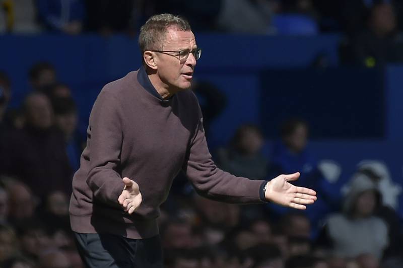 Manchester United's manager Ralf Rangnick gestures. AP
