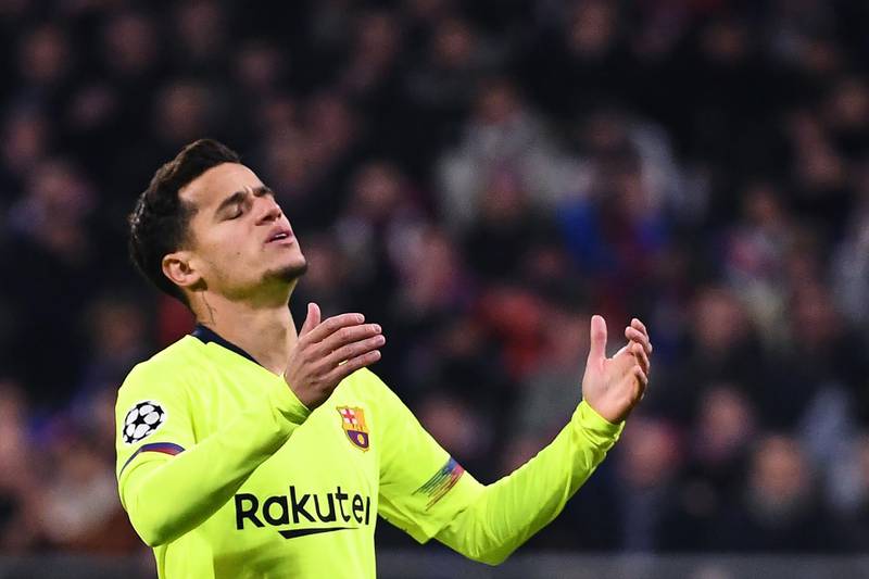 Barcelona's Philippe Coutinho reacts during the match. AFP