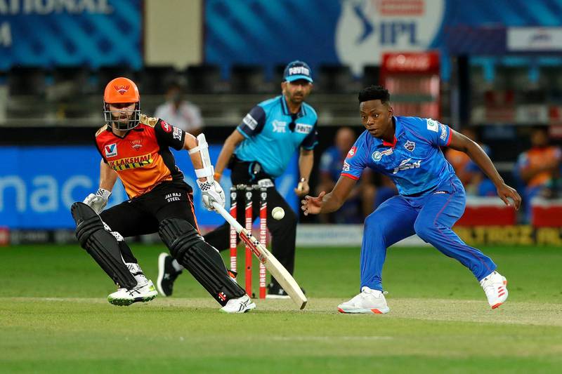 Kagiso Rabada of Delhi Capitals  fielding during match 47 of season 13 of the Dream 11 Indian Premier League (IPL) between the Sunrisers Hyderabad and the Delhi Capitals held at the Dubai International Cricket Stadium, Dubai in the United Arab Emirates on the 27th October 2020.  Photo by: Saikat Das  / Sportzpics for BCCI