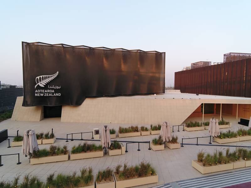 The Kaynemaile installation at the New Zealand pavilion is designed to represent a flowing river. Photo: Expo 2020 Dubai