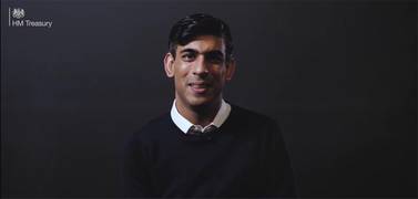 Rishi Sunak speaks during the six-minute video posted on his Twitter account on Monday.