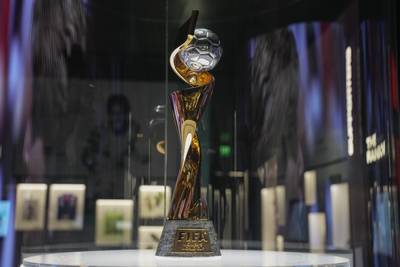 The Women's World Cup trophy on display in the Fifa Museum at a fan zone in Sydney. AP