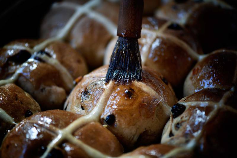 Hot cross buns are traditionally eaten around the world at Easter. 