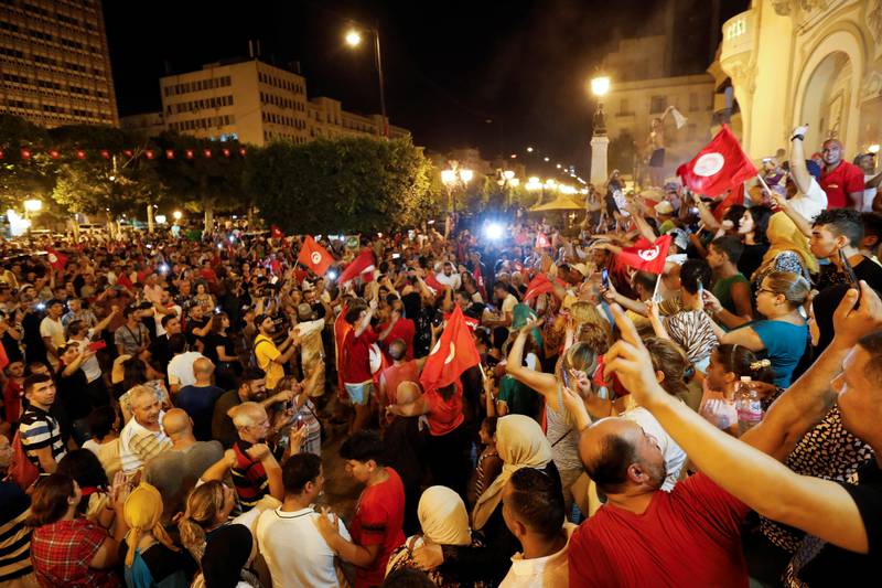 President Kais Saied supporters celebrate. Reuters