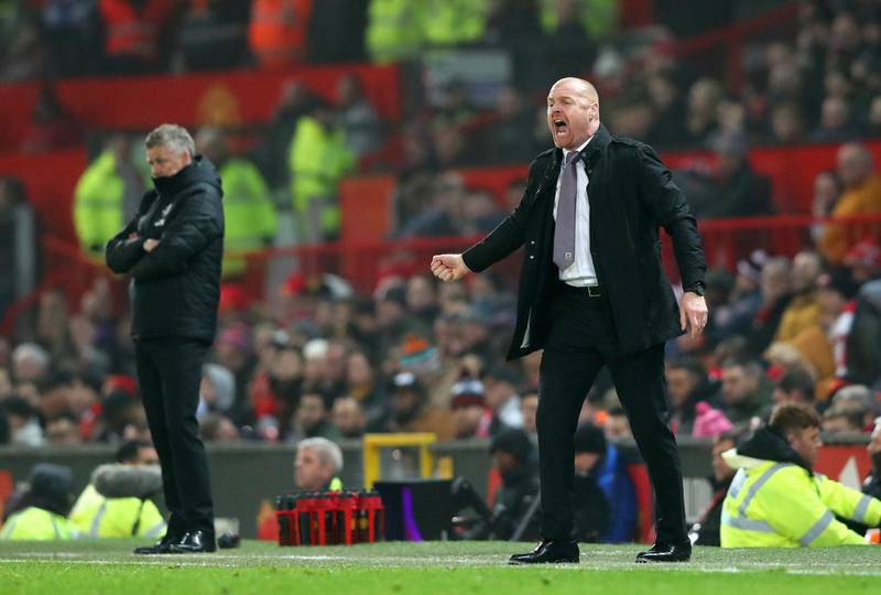 Burnley ,anager, Sean Dyche shouts instructions from the touchline. Getty Images