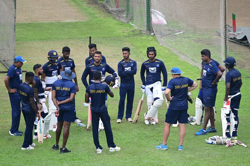 Sri Lanka's players train for the two-Test series against Bangladesh. AFP