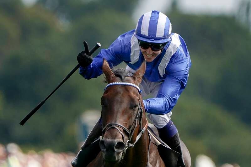 Baaeed, ridden by Jim Crowley, wins The Juddmonte International Stakes at York on August 17, 2022 in York, England. Getty