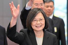 Taiwanese President Tsai Ing-wen at the boarding gate of the international airport in Taoyuan on Wednesday. AFP
