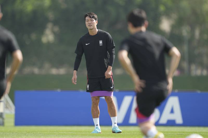 South Korea's Kim Young-gwon during training on Thursday. AP